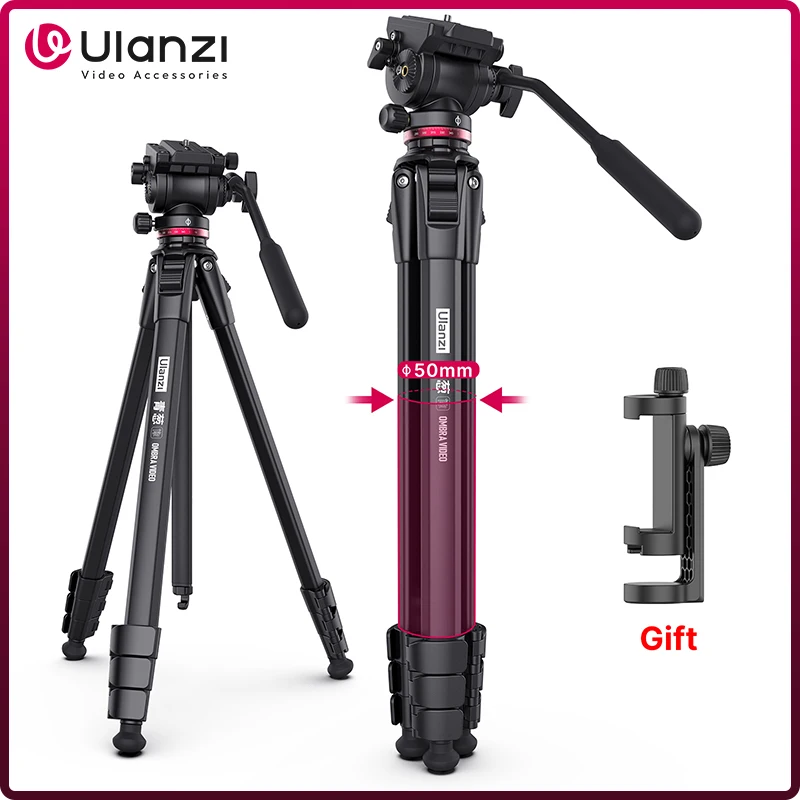 Camera Tripod Ulanzi OMBRA 1.6M Video Travel Tripod 360&deg; Panorama Fluid Drag Max Load 6KG for DSLR