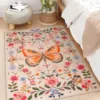Machine Washable Rugs Soft Non Slip Pink Carpet for Living Room Butterfly Floral Print Floor Mat Bedroom Bedside Plush Rug Ковер 4