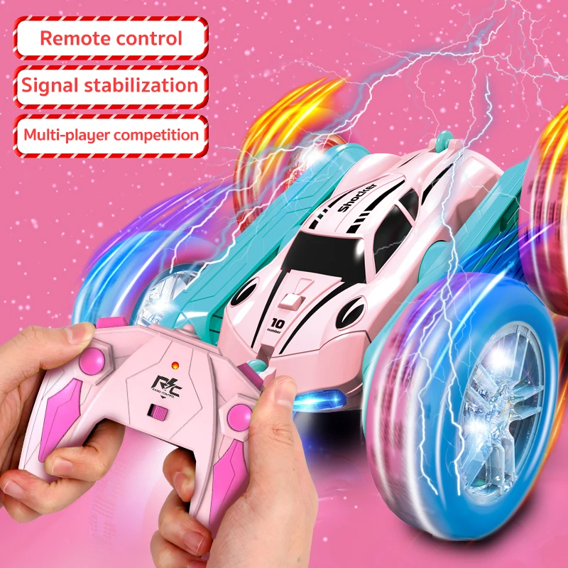 Voiture de cascade télécommandée, lumière à quatre roues motrices, bras oscillant double face, voiture roulante, jouet de noël pour enfants, voiture télécommandée