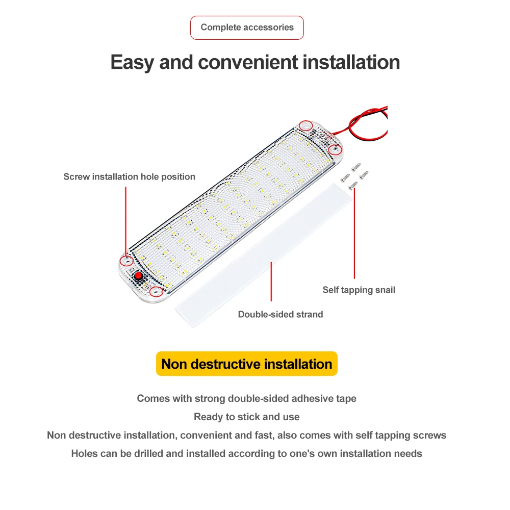 �ڵ��� �ǳ� ���� 48/72 LED ���� �߰� ��Ʈ�� ����, �� ���� ����ġ, õ�� ����, �� Ʈ�� �� ����, 12-80V