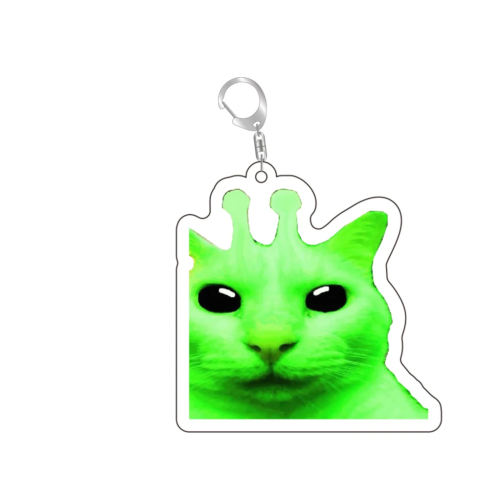 Zip Zap Alien Cat Funny Meme Keychain Green Alien Cute Cats Key Ring Game Accessories Bags Backpack Pendant Prop Jewelry Gift