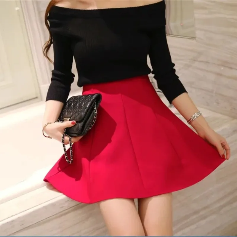 Women's High Waist Umbrella Skirt Pleated Elastic Pompon Skirt 6