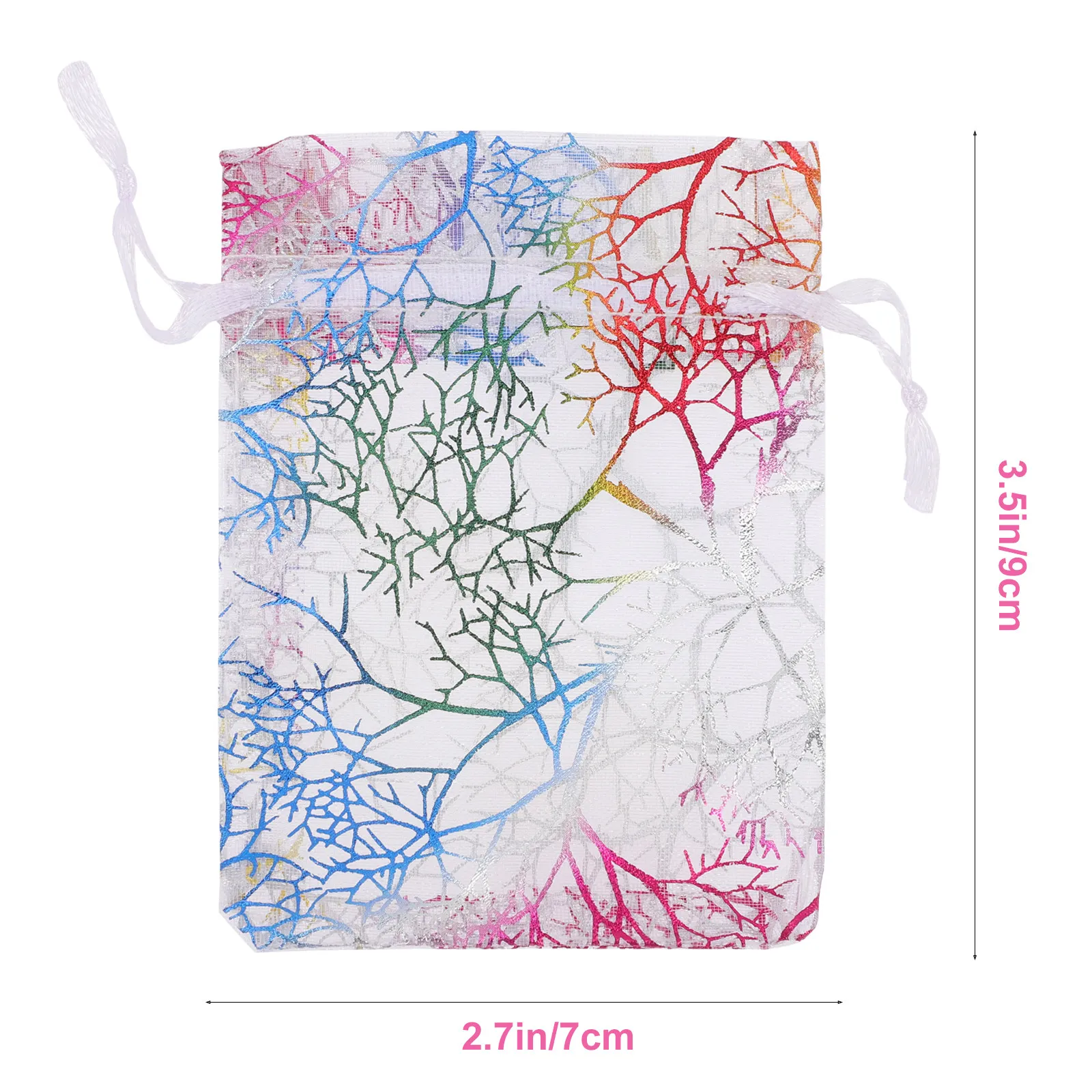 100Pcs Gift Organza Bags Colorful Gold Stamping Drawstring Pouches Reusable Wedding Party Small Jewelry Treat Storage Bags 3
