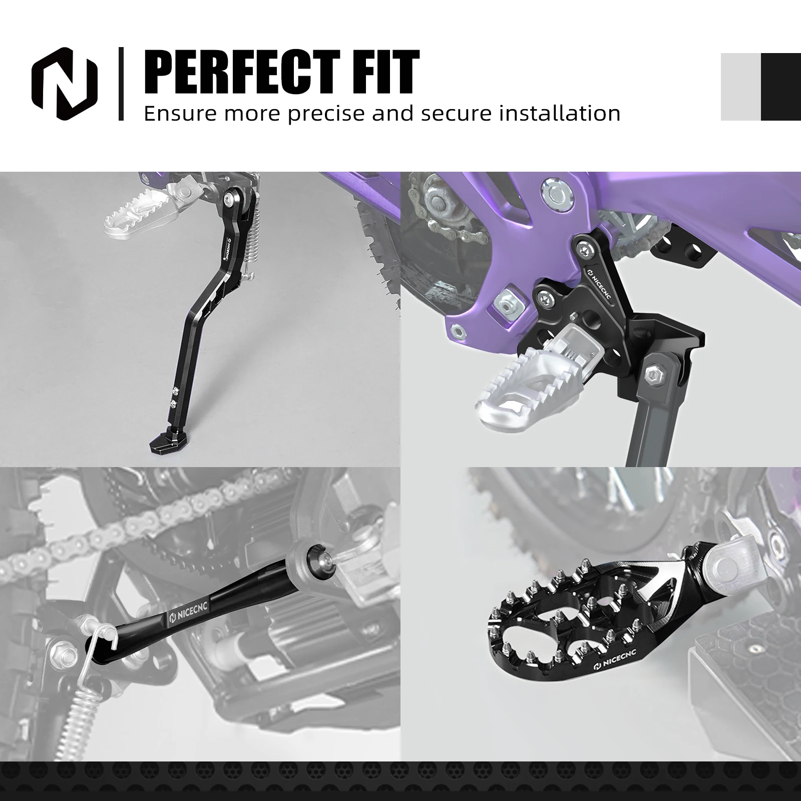 NICECNC Für Surron Light Bee X S Surron Ebike Fußrasten Peg Halterung Paket Fußstütze Pedal Unterstützung Klammer Fuß Side Kick Stand Kit – Detail 8