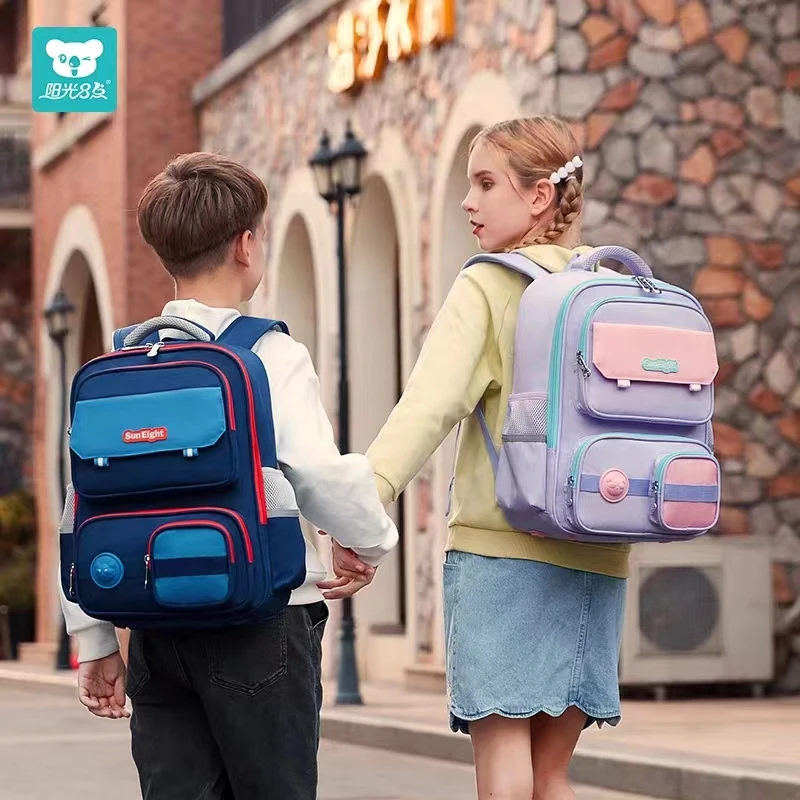 Sun Eight School Bags For Boys Girls Primary Student Shoulder Orthopedic Backpack Large Capacity Water Proof Grade 1-5 Mochila