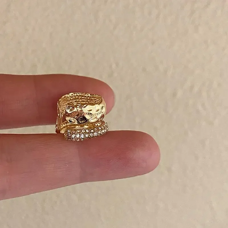 New Fashion Zircon Double-layer Ear Cuff No Piercing Earring 2023 Trendy Punk Unique Metal Geometric Ear Clip for Women Jewelry