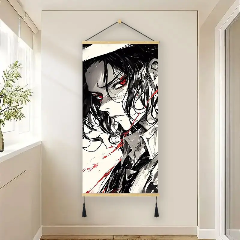 Dämonentöter Agatsuma Zenitsu Kamado Nezuko, kreatives hängendes Gemälde, Schlafzimmer, Wand, hoher Farbwert, dekoratives Rollbild – Detail 12