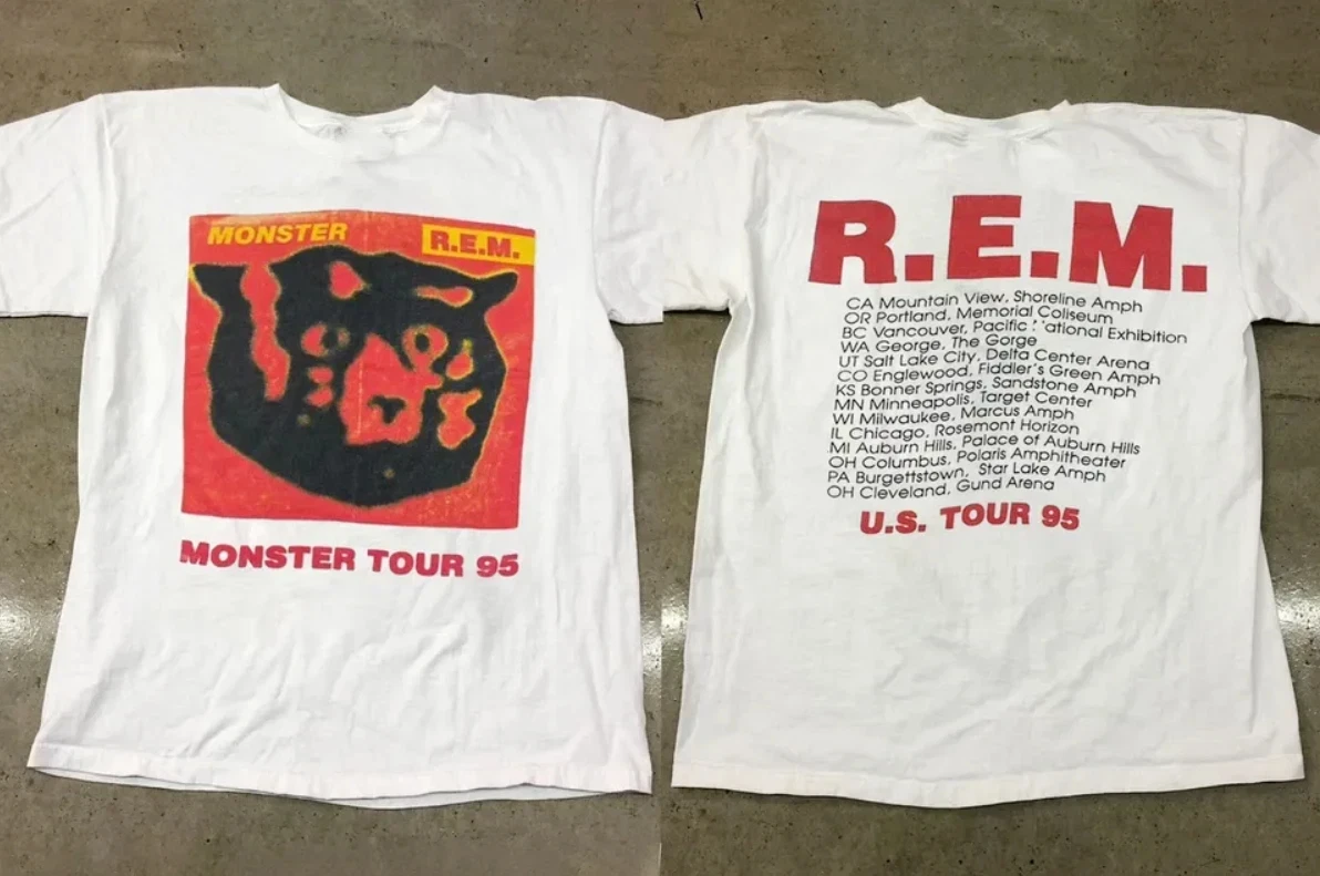 1994 REM Monster Tour T-Shirt, REM Monster Tour Doppelseitiges T-Shirt, lässig, für den Alltag, kurzärmelig