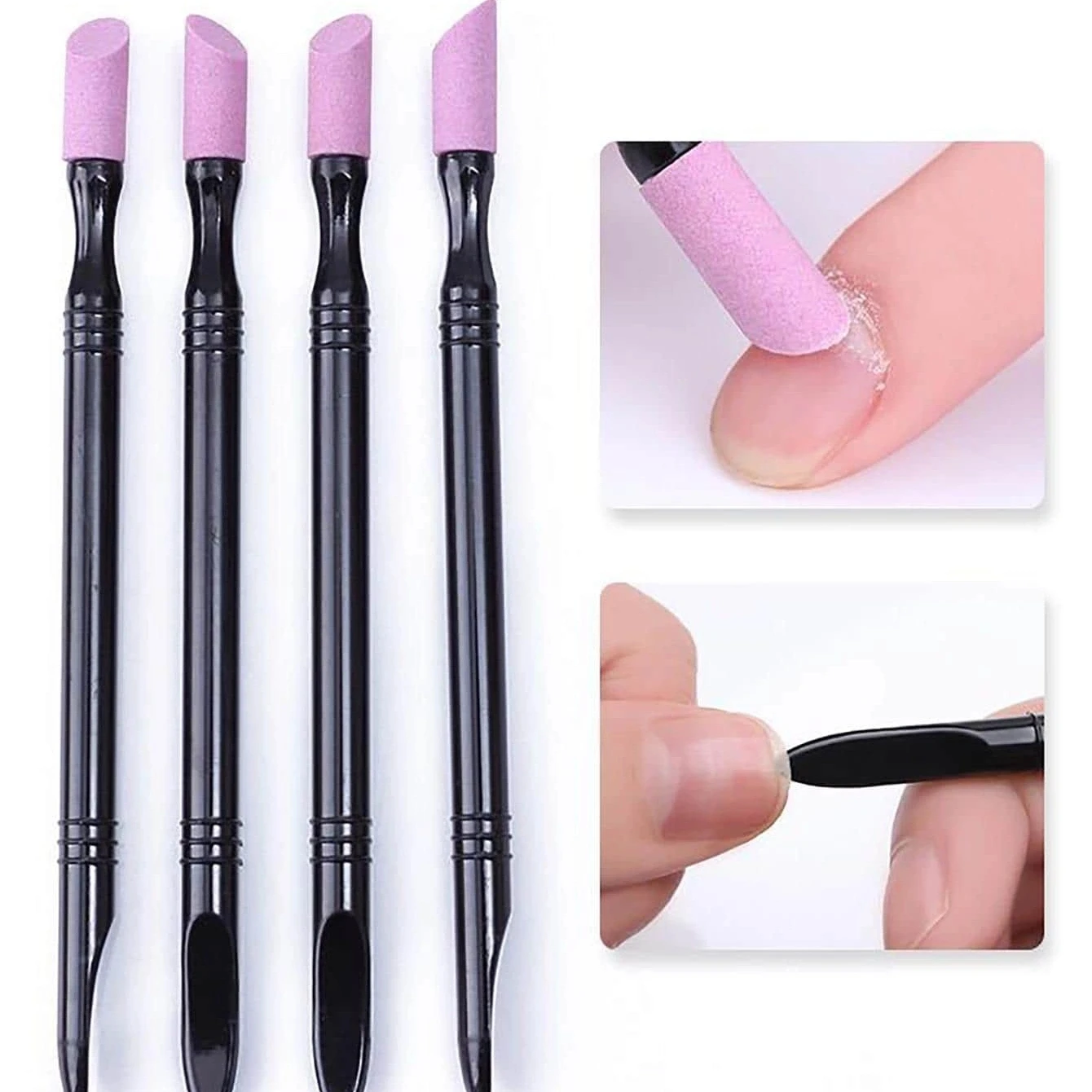 1pc/5pcs Nail File Cuticle Stone Pusher Nail Sanding Sticks Nail Art Pen Cuticle Remover Trimmer Buffer Manicure Tools