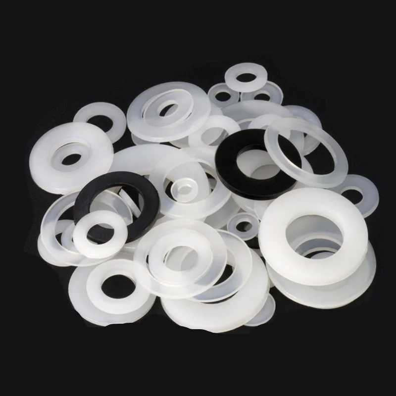 Description Picture 4 of item50/ 100pcs 0.3/ 0.5/ 0.8mm Black/ White Plastic Nylon Ultrathin Washer Flat Ring Seal Washer Gasket M2 M2.5 M3 M4 M5 M6 M8 M10