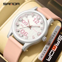 SANDA 3252 Elegant Fashionable Student Quartz Watch Popular Style Waterproof 50M Sports Watch Silicone Strap Dial Clear And Simp 1