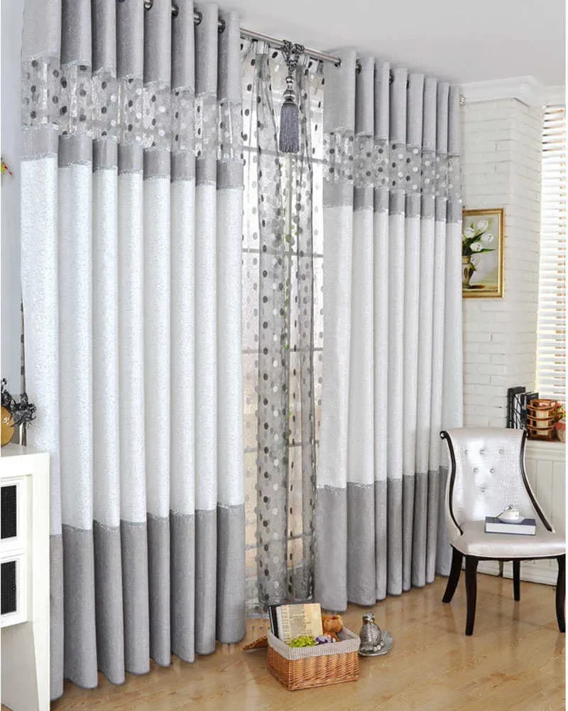 Curtain Chinese Style  Stitching Nests Curtain for Living Room Bedroom Coffee for Kitchen Window Treatments Gray Drape 3