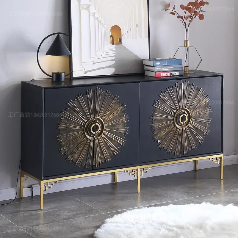 Luxury Living Room Kitchen Cabinet Vintage Farmhouse Solid Wood Storage Home Bar Decor Painted Sideboards et Side Cabinets