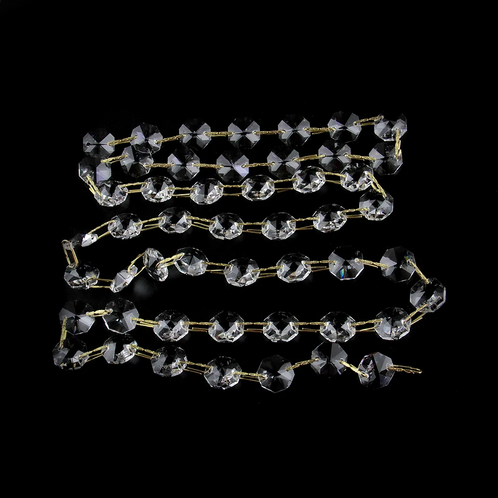 Crystal Beads Garlands Crystal Beads All Colors 14mm Crystal Glass Octagon Beads Chains 1m Hanging Strand Garlands for Curtain Decor Home Wedding FengShui Decoration