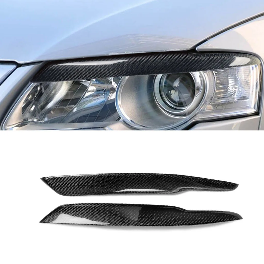 

2 Pcs Carbon Fiber Headlights Eyebrow Eyelids Trim Cover For Volkswagen Passat B6 3C 2005 2006 2007 2008 2009 2010
