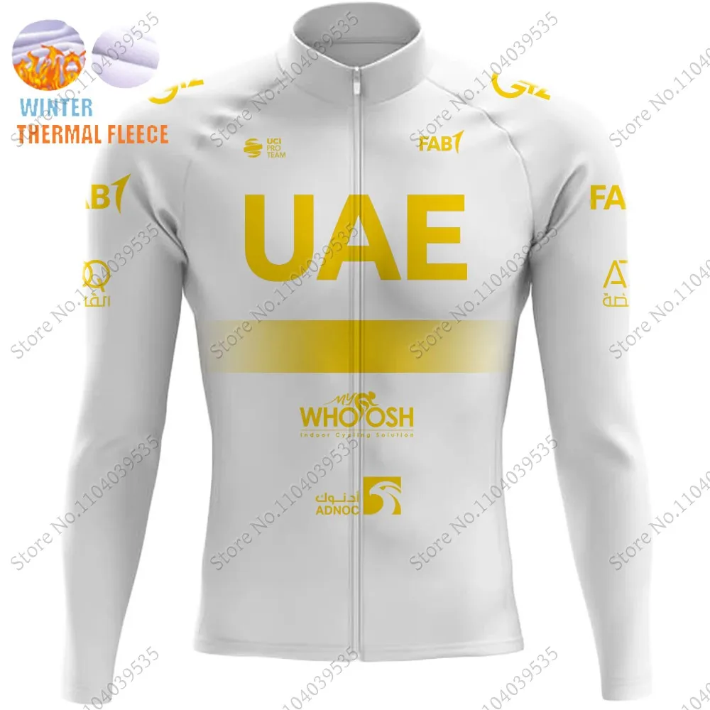 Team Uae Golden Cycling 2024 Jersey Set White Long Sleeve Men Clothing Road Pants Bib Bike Suit MTB Wear Maillot Rop 4