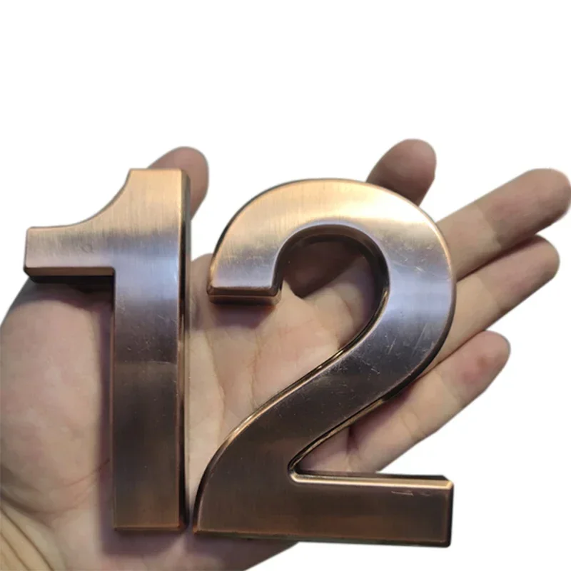 Door Signs Number Plate 10cm Bronze Digital Hotel Door Number Plate For Hotel Room Number Electroplated Wire Drawing Spot Adhesive Backing