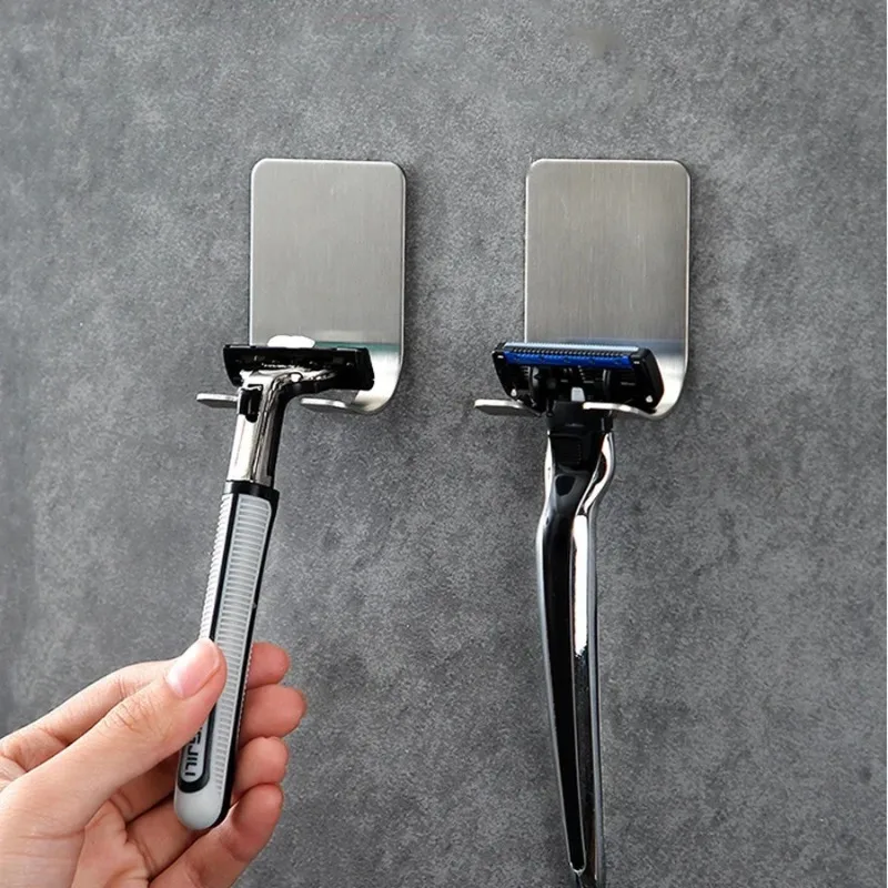 Razor holder 2pcs stainless steel no-drill bathroom wall mount razor storage gadget