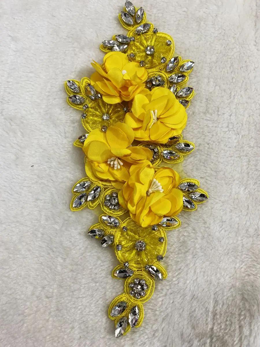 Grandi fiori di peonia 3D ricamati foglie cucire toppe passamanerie
