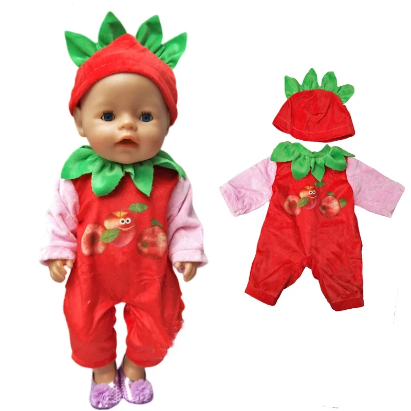 

For 43cm Babypoppen baby doll Blue and Pink elephant jumpsuit set girl doll flush outfit set