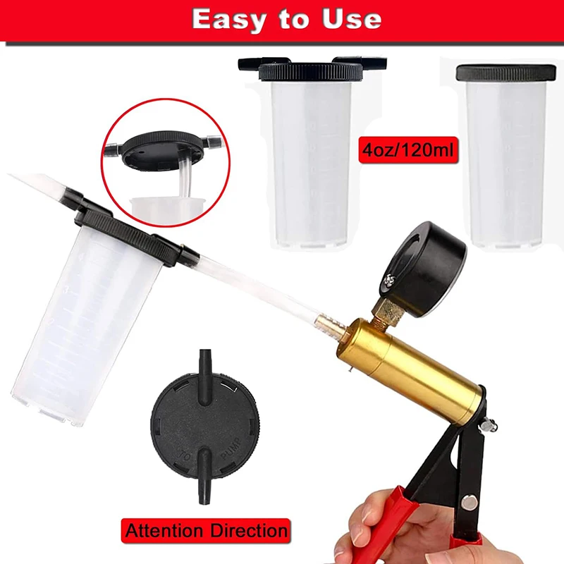 Hand Held Vacuum Pump Tester Brake Bleeder Kit Brake Clutch Fluid Bleeding Tool Set with Adapters for Motorcycle Automotive tool 6