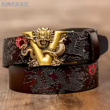 

Male Genuine Leather China Dragon Belt Men Cowskin New Belt Carving Dragon Pattern Automatic Buckle Belt Strap For Jeans