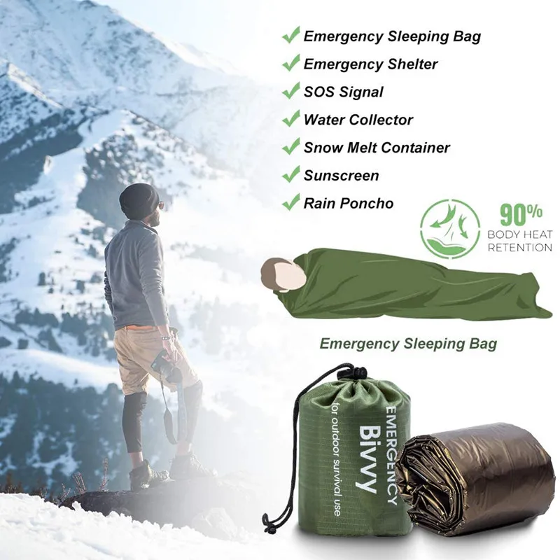 Emergency Sleeping Bags, Survival Bivvy Sack Lightweight,Waterproof Portable Mylar Survival Gear