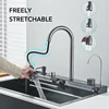 Shinesia Stainless Steel Kitchen Waterfall Sink Large Single Sink Dish Basin Sink With Cold and Hot Controlled Faucet 3