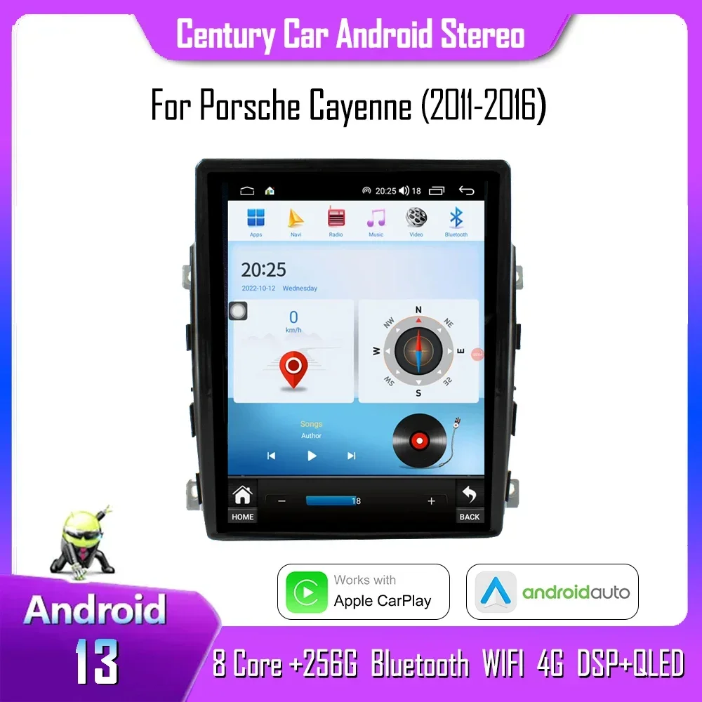 

Century For Porsche Cayenne 2011-2016 CarPlay 8+256G Android 13 Tesla Style Smart Multimedia Video Player GPS Radio Navigation