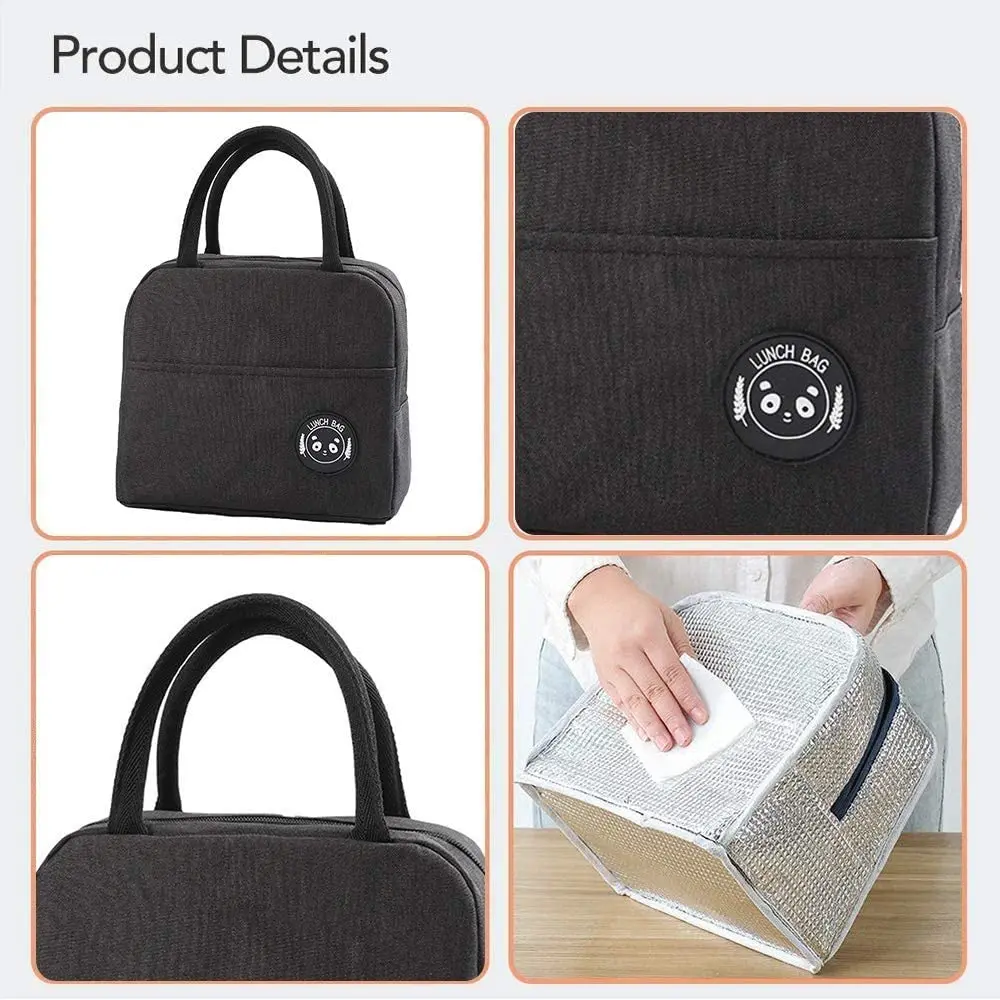 Lunch Bag Cooler Tote Portable Insulated Thermal Canvas Bag Food Picnic Unisex Travel  Lunchbox Organizer Bags Gold Letter Print