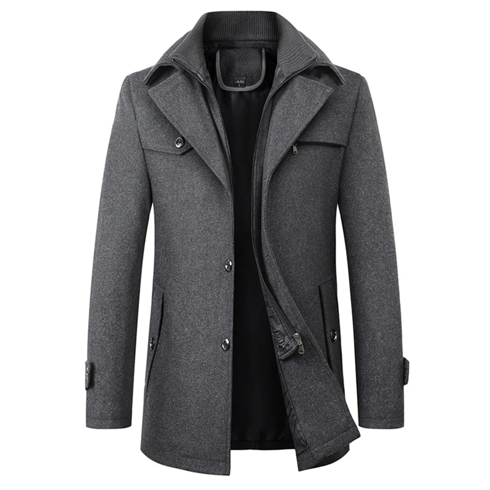 

Men's Overcoat Winter Coat Wool Coat Business Camping & Hiking Winter Wool Windproof Warm Outerwear Clothing Apparel Basic