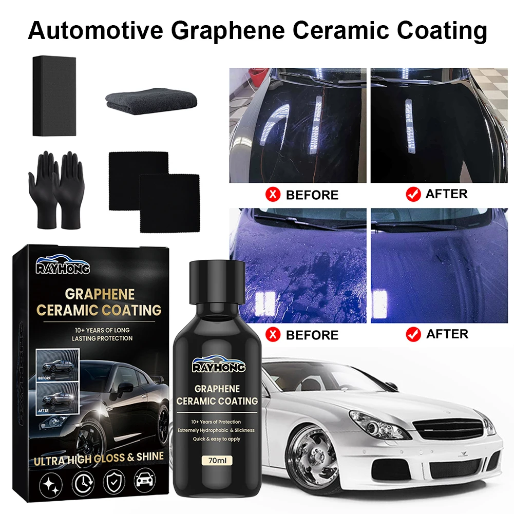 70ml Graphene Ceramic Coating Advanced Technology Super Hydrophobic Maintenance Liquid UV Glow Graphene Glass Plated Car Polish