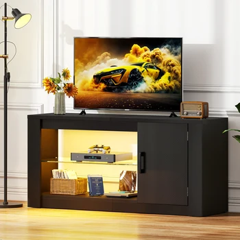YITAHOME Porta TV LED da 43" con ripiani regolabili - Mobiletto portaoggetti moderno per 4 stanze 1