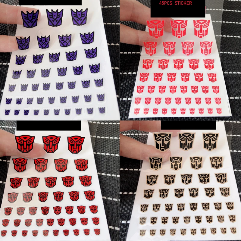 

Dropshipping 4 Styles 45pcs Transformation robot toys G1 sticker Symbol Decal for Custom DIY Toys Accessories Decoration