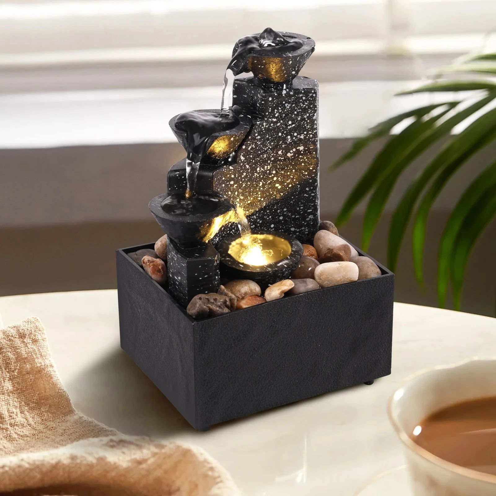 Desktop Ornament USB Charging Mode Water Fountain Desktop Fountain Crafts Suitable Indoor Office Bedroom Learning Room Tea Room