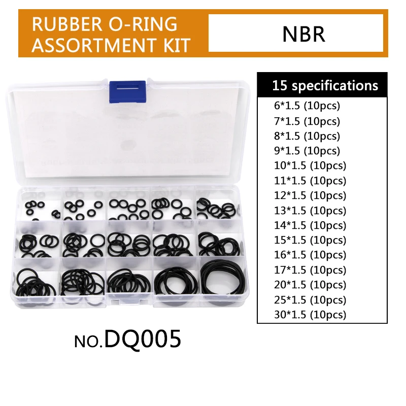 PCP DIY NBR Sealing O-rings Washer Replacement CS1mm 1.5mm 1.9mm 2.4mm Durable Rubber O Rings OD 6-30mm 15 Sizes 150pcs DQ005