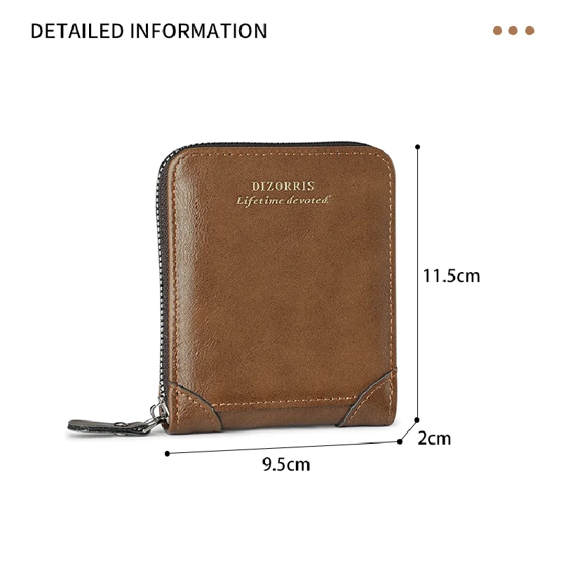Vintage Herren Leder Reißverschluss-Geldbörse Große Kapazität Multi-Kartenhalter ID-Fenster Münzfach Dreifach Gefaltete Geldbörse Hochwertige Geldklammer – Detail 10