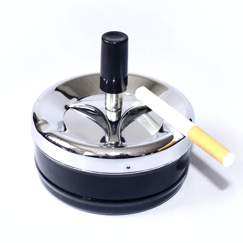 Portable Round Spinning Ashtray Cigarette Ash Stainless Steel Ashtray Housewares Spinning with Cover WF1015 cigarettes ashtray portable ashtray stainless steel ashtray metal ashtray
