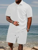 Polo de sport décontracté pour hommes, avec revers, chemise et Short à manches courtes, costume Texture Jacquard, nouvelle collection été 2025 3