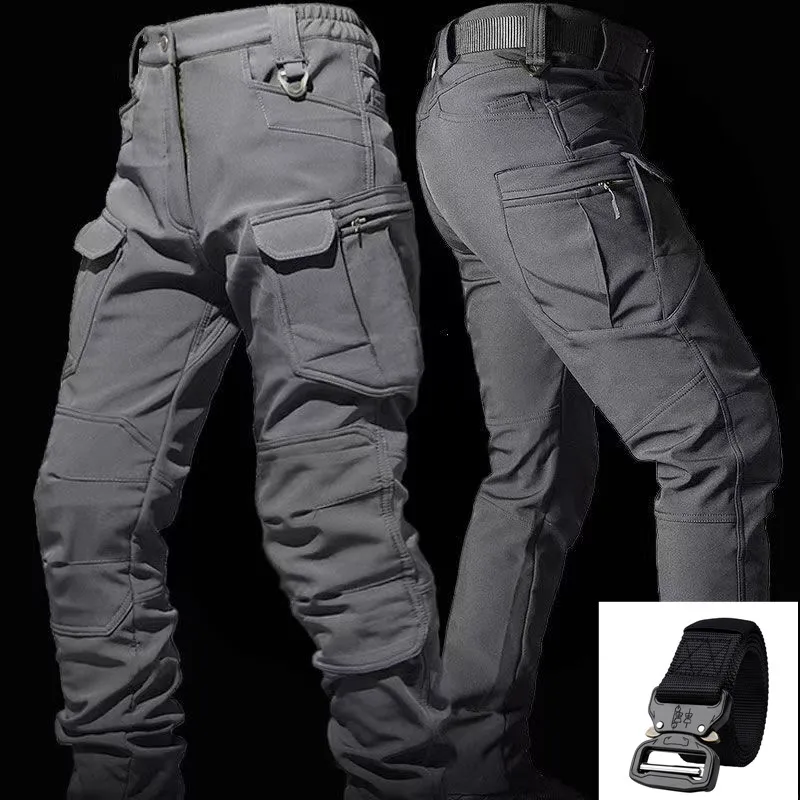 Men\'s Winter Velvet Thickened Outdoor Invader Soft Shell Tactics Windproof and Waterproof Mountaineering Jacket and Pants