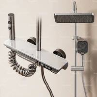 Piano Key Shower Full Set Digital Display Showers System Set Hot and Cold Shower Faucet Rainfall Bathtub Booster Shower 1