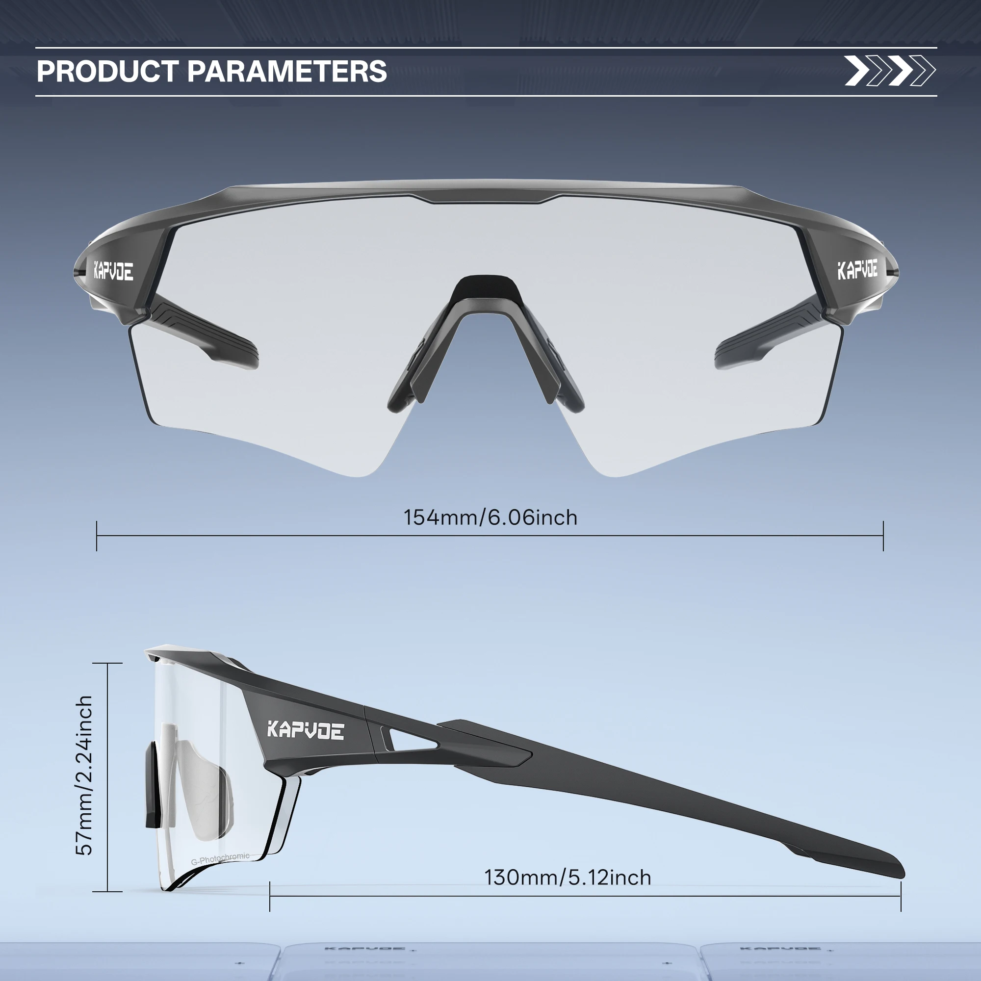 Kapvoe Photochromic Cycling Glasses Lighteight UV400 Sunglasses for Men Women Bike MTB Outdoor Eyewear Riding Driving Running