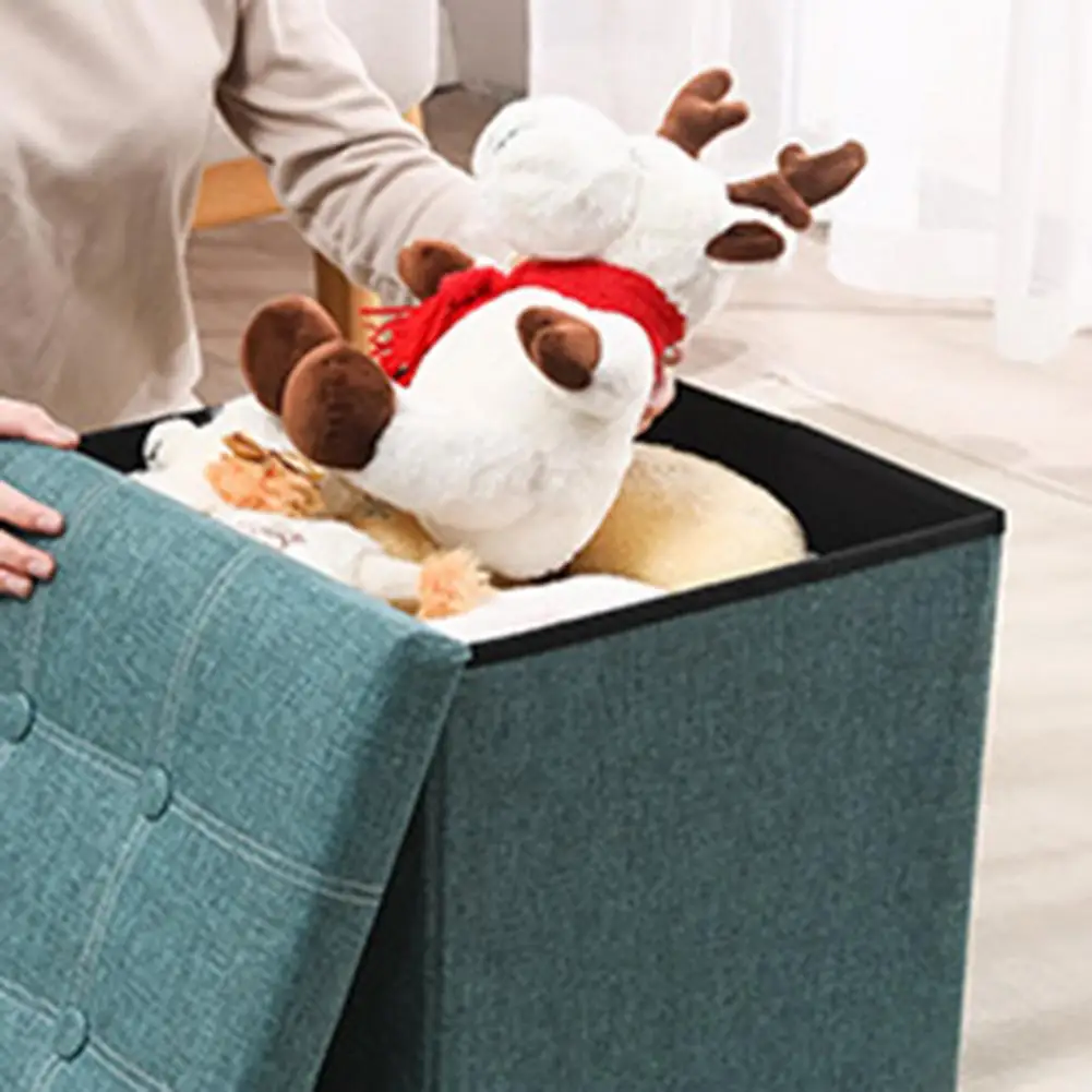 Storage Stool Multi-functional Foldable Large Capacity Waterproof Fabric Stable Bedroom Bench Foot Rest Stool with Padded Seat