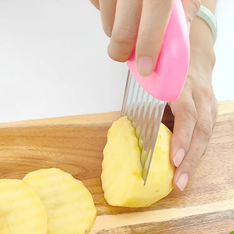 Portable Wavy French Fries Cutter Stainless Steel Potato Slicer Vegetable Chopper Potato Cutter Durable Kitchen Gadgets