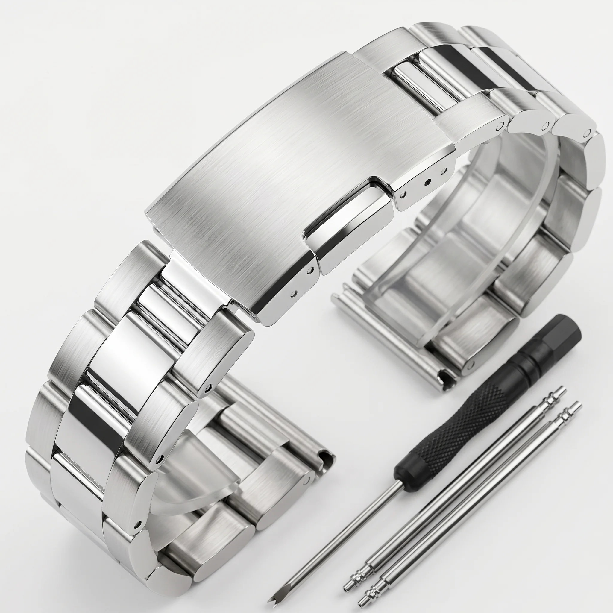 Stainless Steel Watch Band Strap - Silver, Gold, Black Bracelet - 18-24mm Adjustable Watch Accessory