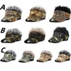 Men Baseball Cap With Spiked Hairs Wig Unisex Fake Wigs Hip Hop Sunhat Outdoor Camouflage Printed Jungle Cycling Sunshade Visors 2