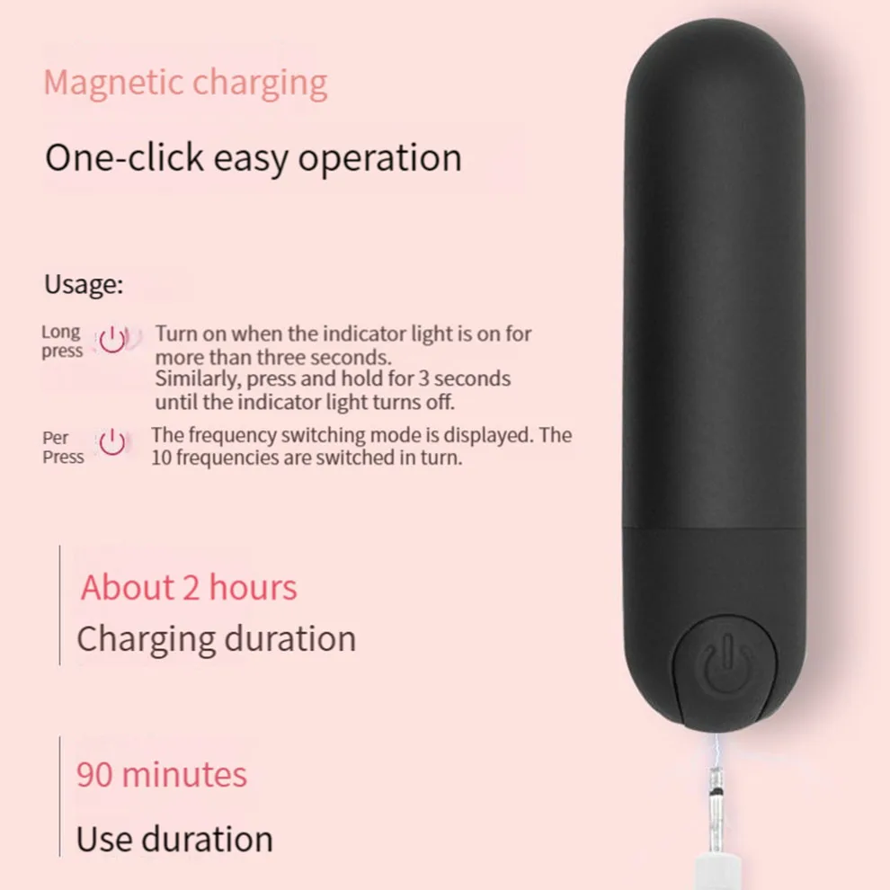 10 Speed Mini Bullet Vibrator for Women Rechargeable Wireless Vibrating Anal Bullet Clitoral Stimulator Dildo for Adult Sex Toys
