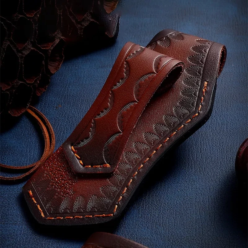 Cowhide Fold Knife Leather Sheath Scabbard Straight Pocket Sheath Cover Pants Protector Bag Knife Cover Bag Outdoor Tools