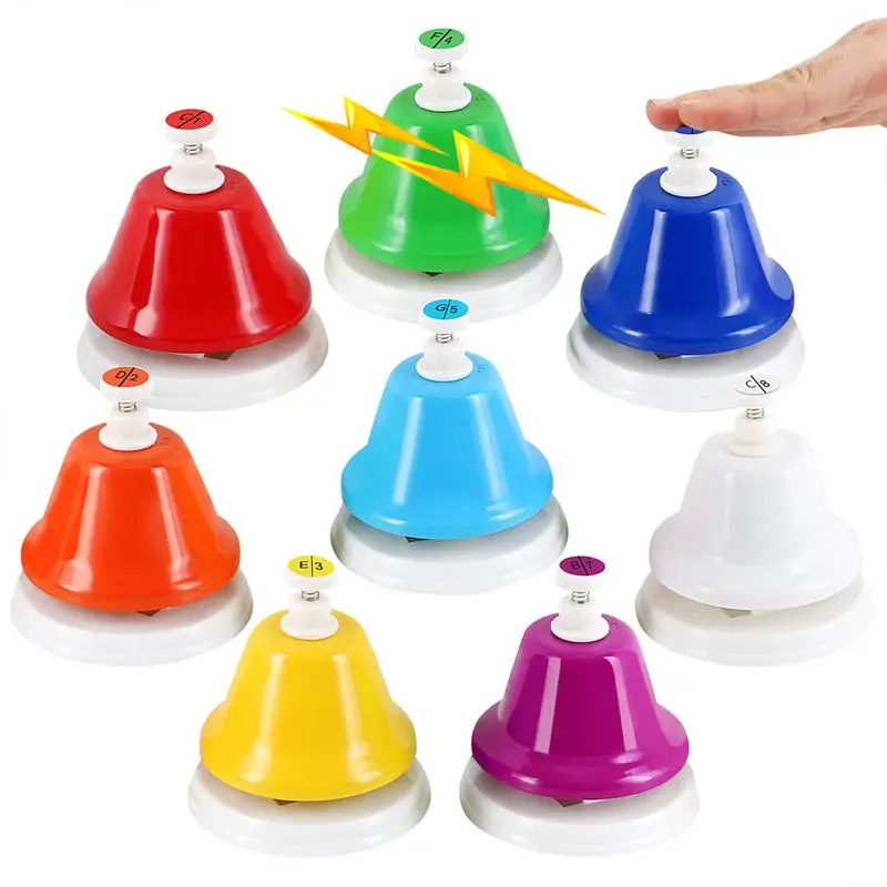 

Service Bell For Desk 8-Note Stainless Steel Service Bell With Clear Sound Anti Slip Base Colorful Musical Instrument