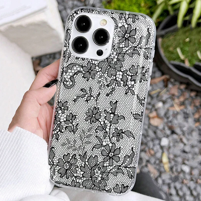 Romantic Lace Pattern Soft Transparent Phone Case